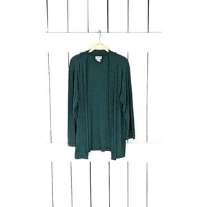 Vintage green slinky long slouchy stretch knit cardigan sweater cover up